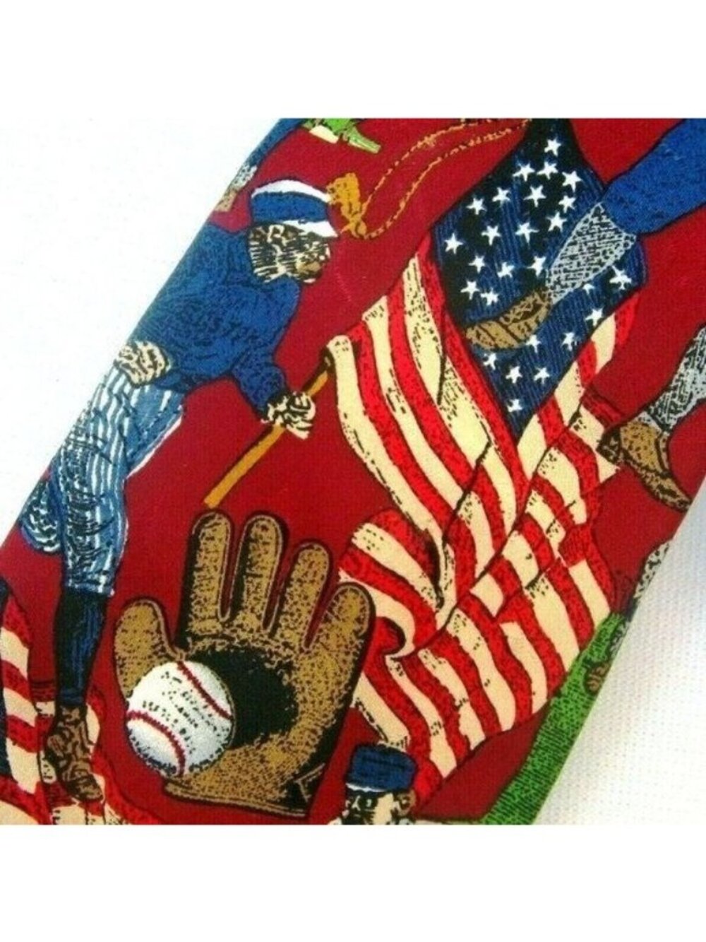 Van Heusen 417 Americana Series Batter Up Circa 1916 Baseball Silk Tie 4th July - Picture 3 of 8
